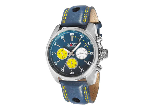 RELOJ PARA CABALLERO SVAGO MON FORT AZUL CON AMARILLO W2602808